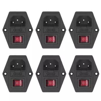 6 шт. модульный штекерный разъем питания с 10A предохранительным выключателем индикатором AC250V 3 Pin IEC320 C14 Inte