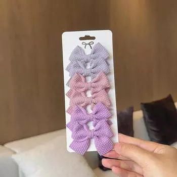 6 ШТ. Мягкие хлопковые заколки-банты для волос для девочек, милые клетчатые заколки, деликатные заколки-гребешки с цветными блоками, кавайные детские аксессуары