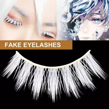 6 шт., мягкие, удобные в ношении накладные ресницы из химического волокна, аниме, белые накладные ресницы для маскарада белый