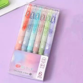 6 шт. Мультяшная милая гелевая ручка шариковая ручка 0,5 мм черная ручка для подписи офисные канцелярские товары (Черные чернила)