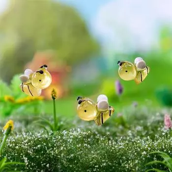 6 шт. мультяшные светящиеся фигурки пчел, милые миниатюрные фигурки пчел из смолы, украшения, аксессуары для украшения дома