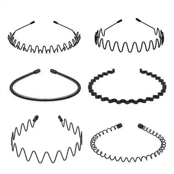 6 шт. На вынос, универсальные, не спадающие, краска, волнистые повязки на голову, невидимые спортивные, нескользящие для челки, заколки для волос, повязки на голову, унисекс Size fits all