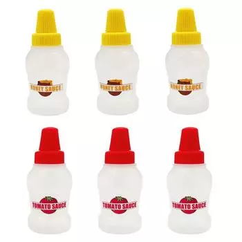 6 шт./набор 25 мл мини-бутылка для томатного кетчупа, многоразовая, портативная, выдавливаемая, контейнер для соуса, контейнер для заправки салата, контейнеры для кладовой для коробки Bento 6PCS/set