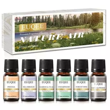 6 шт., набор ароматических масел EUQEE, подарочная коробка, эфирные масла природного воздуха для ароматерапии, диффузор свежести воздуха, уход за кожей, изготовление свечей и мыла своими руками Nature Air