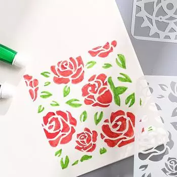 6 шт./набор цветочных трафаретов-бабочек для настенного скрапбукинга, небольшой креативный дизайн, декор своими руками, трафареты для живописи и декора