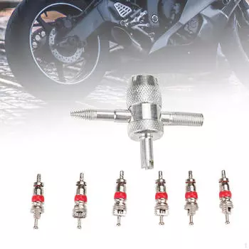 6 шт. набор для снятия и установки сердечников вентилей шин профессиональный 4-сторонний инструмент для велосипеда