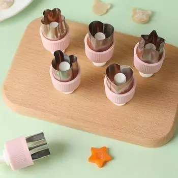 6 шт., набор форм для резки овощей, пресс-тип из нержавеющей стали, мини-резак для печенья, форма для фруктового печенья, кондитерских изделий, детские инструменты для выпечки, пищевых добавок розовый