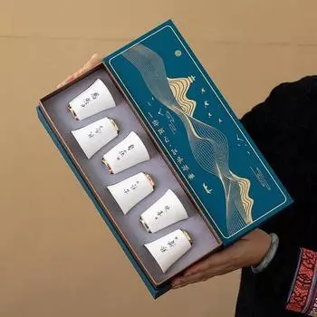 6 шт./набор керамических чашек для чая, бараний жир, нефритовый фарфор, антикварные чашки для кунг-фу, расписанные вручную, домашний чайный сервиз в китайском стиле, подарки