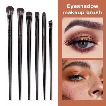6 шт. набор кистей для макияжа глаз для начинающих с мягкой щетиной, универсальные кисти для теней, подводки для глаз, детализации 1 Set