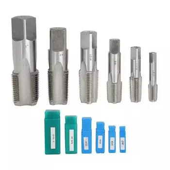 Набор из 6 шт. метчиков для труб NPT с резьбой HSS для сантехники, промышленный, с ящиком для хранения 1/827 1/418 3/818 1/