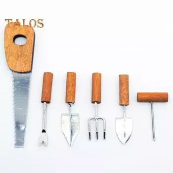 6 шт./набор мини-садовых инструментов, миниатюрные аксессуары для дома, микропила, лопата, грабли, молоток для миниатюрной садовой сцены, масштаб 1/6 1/12 1 Set