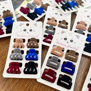 6 шт., набор мини-зажимов с флокированием, темперамент, ретро-бабочка, плюшевая маленькая заколка для волос, плетеная челка, заколка для волос, боковая заколка, аксессуары для волос