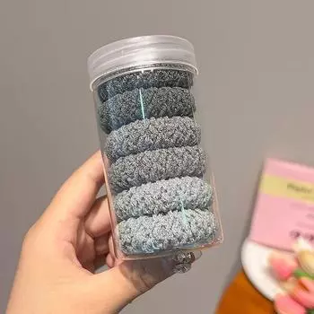 6 шт./набор Простые толстые полосатые резинки для волос для женщин Высокоэластичные черные резинки для волос Держатель для хвостика для девочек Веревка для волос Скранчи