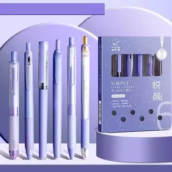 6 шт., набор простых легких роскошных ручек, шариковая ручка 0,5 мм, черный цвет, гелевые чернила и маркер в стиле ретро, школьный офис