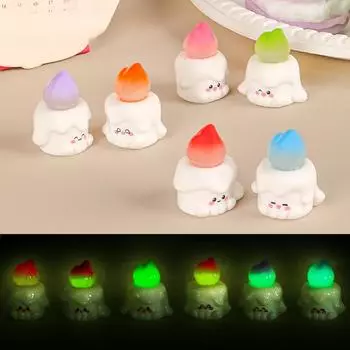 6 шт./набор разноцветных светящихся миниатюрных свечей, украшения из смолы, украшения для сада своими руками, мох, террариум, микроландшафт 2-3cm белый