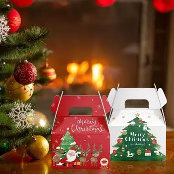 6 шт./набор рождественских конфетных коробок из белого картона, упаковка для рождественских тортов, защита от пыли, снежинки, оберточные коробки, Новый год