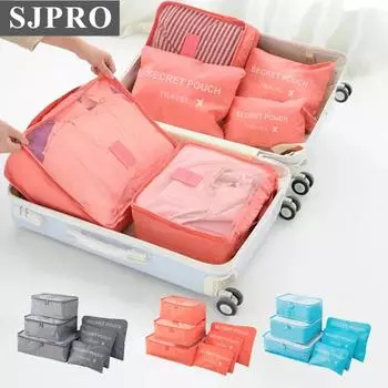 6 шт./набор розовых/синих/серых дорожных сумок для хранения большой емкости, водонепроницаемая сумка для хранения одежды и нижнего белья с застежкой-молнией 6 PCS чёрный