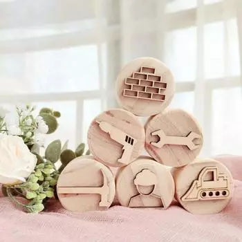 6 шт./набор Штампы для теста Деревянные Игровые Деревянная Печать Мультяшный Ручной Инструмент Креативная Глина Тисненая Печать Ручной работы 9 стилей