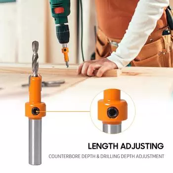 6 шт., набор сверл для деревообработки с зенковкой, 8/10 мм, сверла из сплава с круглым хвостовиком для фрезы по дереву 5pcs серебряный