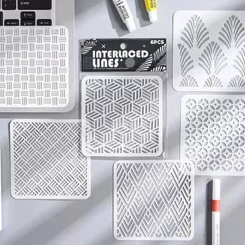 6 шт./набор текстурных трафаретов для рисования трафаретов для рисования и декора волнистые цветочные трафареты с бабочками шаблоны школьных принадлежностей