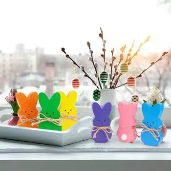 6 шт. Набор украшений для многослойных подносов, пасхальное украшение, украшение обеденного стола, деревянные поделки, украшение One Size белый