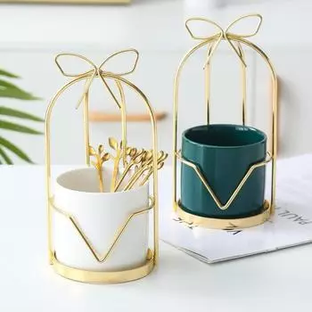 6 шт., набор вилок и банок для хранения, креативная керамика, набор вилок для фруктов из нержавеющей стали, десертная вилка, посуда, практичная кухонная утварь