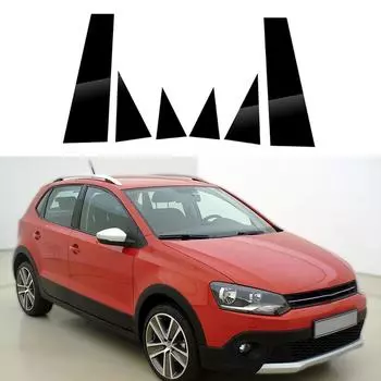 6 шт., накладка на стойки оконных стоек автомобиля, подходит для Volkswagen Polo Mk5 (6Р/6С/61)Наклейки на автомобиль 5-дверный хэтчбек 2011-2018 гг.