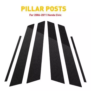 6 шт. Накладки на центральную стойку BC стойки двери и окна с зеркальным эффектом для седана Honda Civic 2006-2011