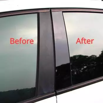 6 шт. Накладки на стойки оконных стоек автомобиля для Honda Civic 2006-11, наклейки на центральную стойку BC для Honda Civic 2006-11, зеркальный эффект чёрный