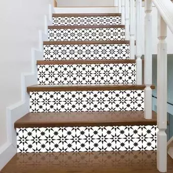 6 шт. наклейка на лестницу съемная самоклеящаяся водостойкая черно-белая мозаика «сделай сам» дизайн плитки наклейки домашний декор