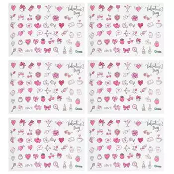 6 шт. Наклейка на стену ко Дню святого Валентина в виде сердца, помады, подарочные узоры для дома, гостиной, настенная наклейка