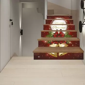 6 шт. наклейки для лестницы наклейки для лестницы Рождественский колокольчик DIY милое украшение съемное