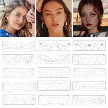 6 шт. наклейки для татуировки с веснушками на лице, золотистые пятнистые патчи для макияжа, легко наносимые водостойкие сверкающие аксессуары для макияжа для фестивалей и вечеринок J