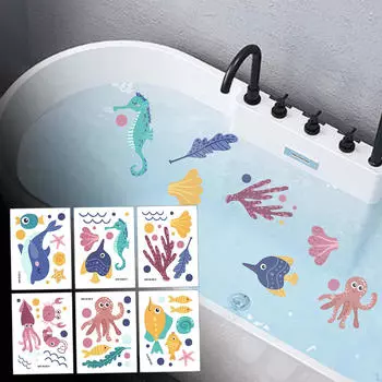 6 шт. наклейки для ванной Sealife Wall DIY Cartoon Removable Whales Bathroom