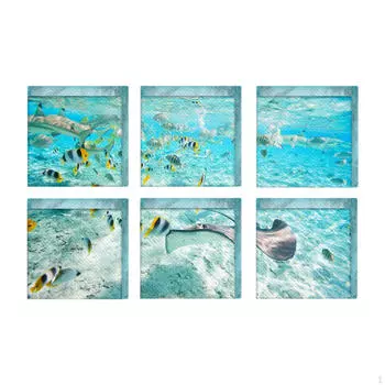 6 шт. Наклейки для ванны, наклейки для ванной, домашний декор, противоскользящие, квадратные, подводный мир, ПВХ, душ