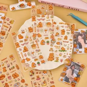 6 шт. Наклейки Kawaii Capybara, милые наклейки с героями мультфильмов, наклейки для украшения альбома, дневника, эстетические канцелярские принадлежности, подарки