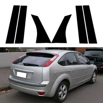 6 шт., наклейки на боковые окна, дверные стойки, наклейки для Ford Focus седан/хэтчбек 2005 2006 2007 2008 2009 2010 2011-2014