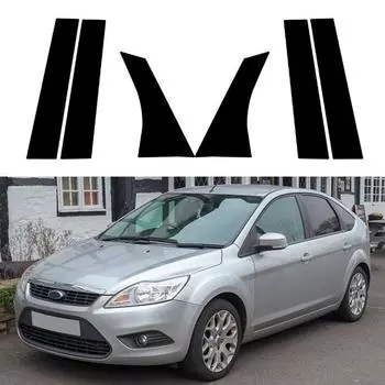 6 шт., наклейки на боковые окна, дверные стойки, накладки на стойки для Ford Focus седан/хэтчбек 2005, 2006, 2007, 2008, 2009, 2010, 2011-2014, автомобильные наклейки