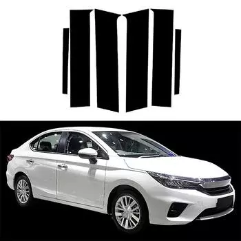 6 шт., наклейки на оконные стойки автомобиля, наклейки на накладку, подходят для Honda City GN1/2/3/5/6/7 седан/хэтчбек 2020-2023