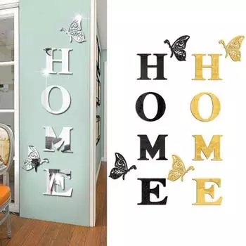 6 шт. наклейки на стену с зеркалом в виде бабочки, легко наносятся, без остатка, самоклеящиеся, отражающие солнечный свет, съемные зеркальные наклейки чёрный