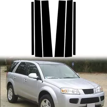 6 шт. наклейки на стойки оконных стоек двери автомобиля, подходят для Saturn Vue 2002-2007, автомобильные внешние аксессуары Glossy Black