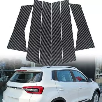 6 шт. Наклейки на стойку рулевой колонки автомобиля, подходят для Chevy Tiggo 3 2017-2021 / Tiggo 4 2017-2021, декоративные наклейки Glossy Black