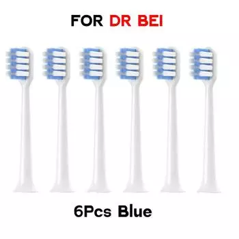 6 шт. насадки для зубных щеток для DR BEI C1 чувствительное чистое отбеливание стандартные насадки DuPont с мягкой щетиной в вакуумной упаковке синий