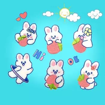 6 шт. нашивка на одежду кролика астронавта мультфильм аппликация на одежду кролик вышитая нашивка шитье 6PCS