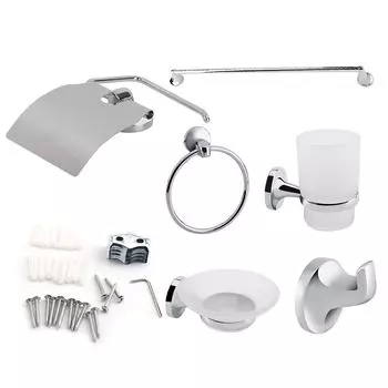 6 шт. настенное крепление для ванной комнаты, туалета, набор полотенец, держатель для зубной щетки, мыла и бумаги белый