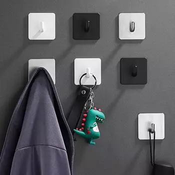 6 шт. настенные крючки для хранения, прочный несущий удар, бесплатная простая установка, набор самоклеящихся крючков из нержавеющей стали серебряный