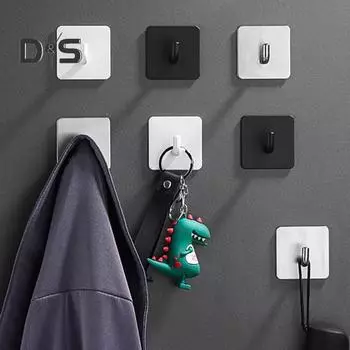 6 шт. настенные крючки для хранения, прочный несущий удар, бесплатная простая установка, набор самоклеящихся крючков из нержавеющей стали серебряный