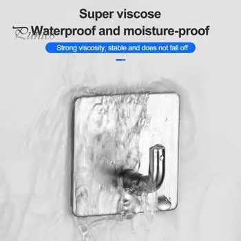 6 шт. настенные крючки для хранения, прочный несущий удар, бесплатная простая установка, набор самоклеящихся крючков из нержавеющей стали серебряный