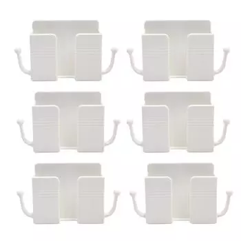 6 шт., настенный держатель для телефона, ящик для хранения мобильного телефона, настенный ящик для хранения, стеллаж для хранения без перфорации One Size белый