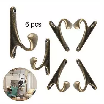 6 шт. Настенный крючок из цинкового сплава в деревенском стиле для ключей, пальто, сумки, вешалки для шляп, крючки для халатов, подвесные крючки для кухни, ванной комнаты, вешалки для одежды